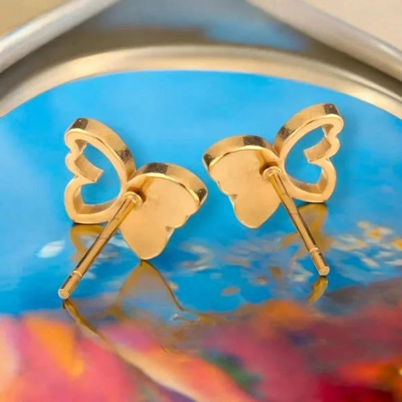 🆕️18K Gold Plated Stainless Steel Butterfly Stud Minimalist Trendy Earrings 🦋 - Picture 8 of 10